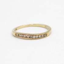 9ct gold channel set diamond half eternity ring Size L 1.1 g
