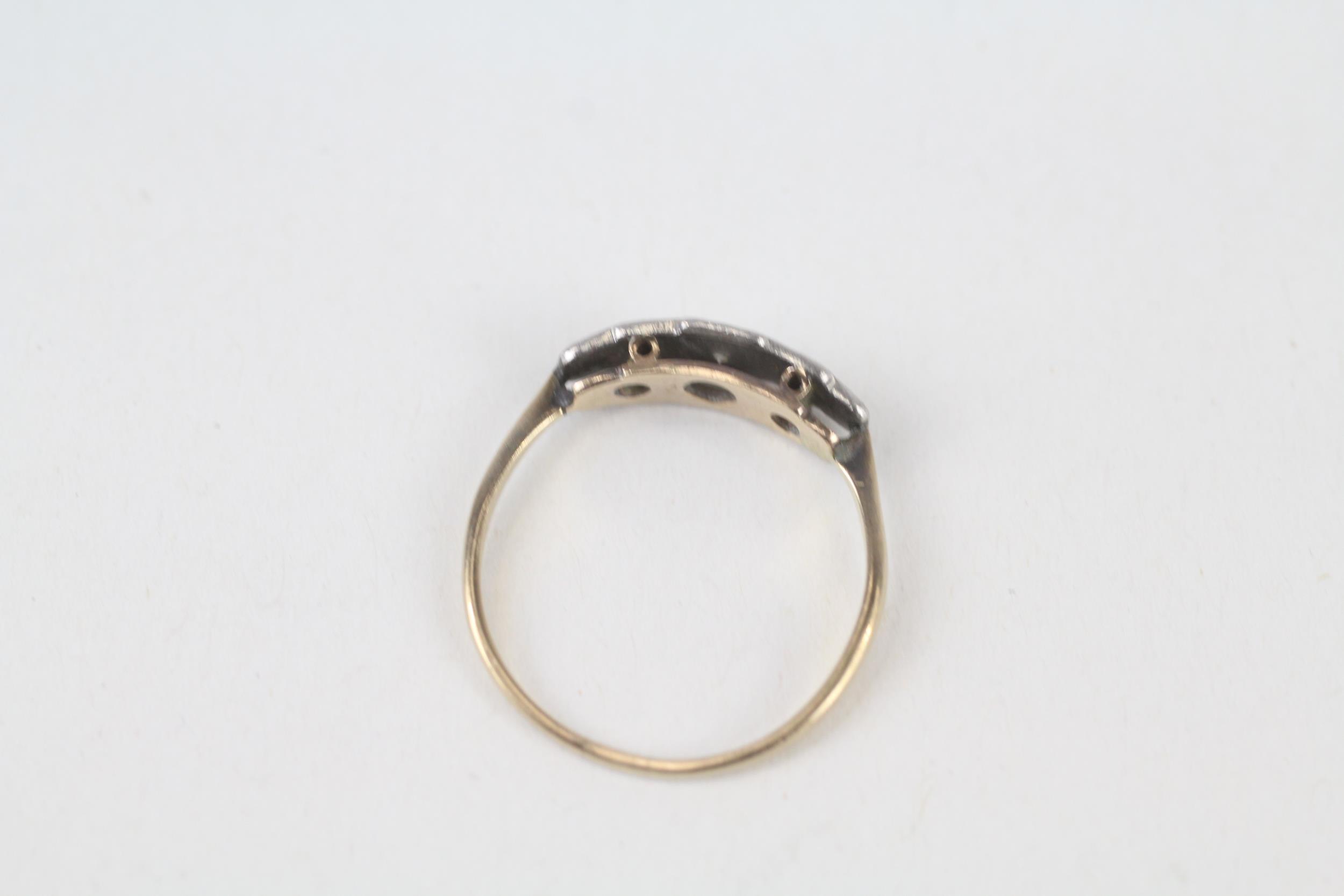 9ct gold & platinum single cut diamond five stone ring Size O - Image 4 of 4