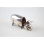 Vintage Stamped .925 Sterling Silver Novelty Pig Vesta / Match Case (44g) - Length - 7.2cm In