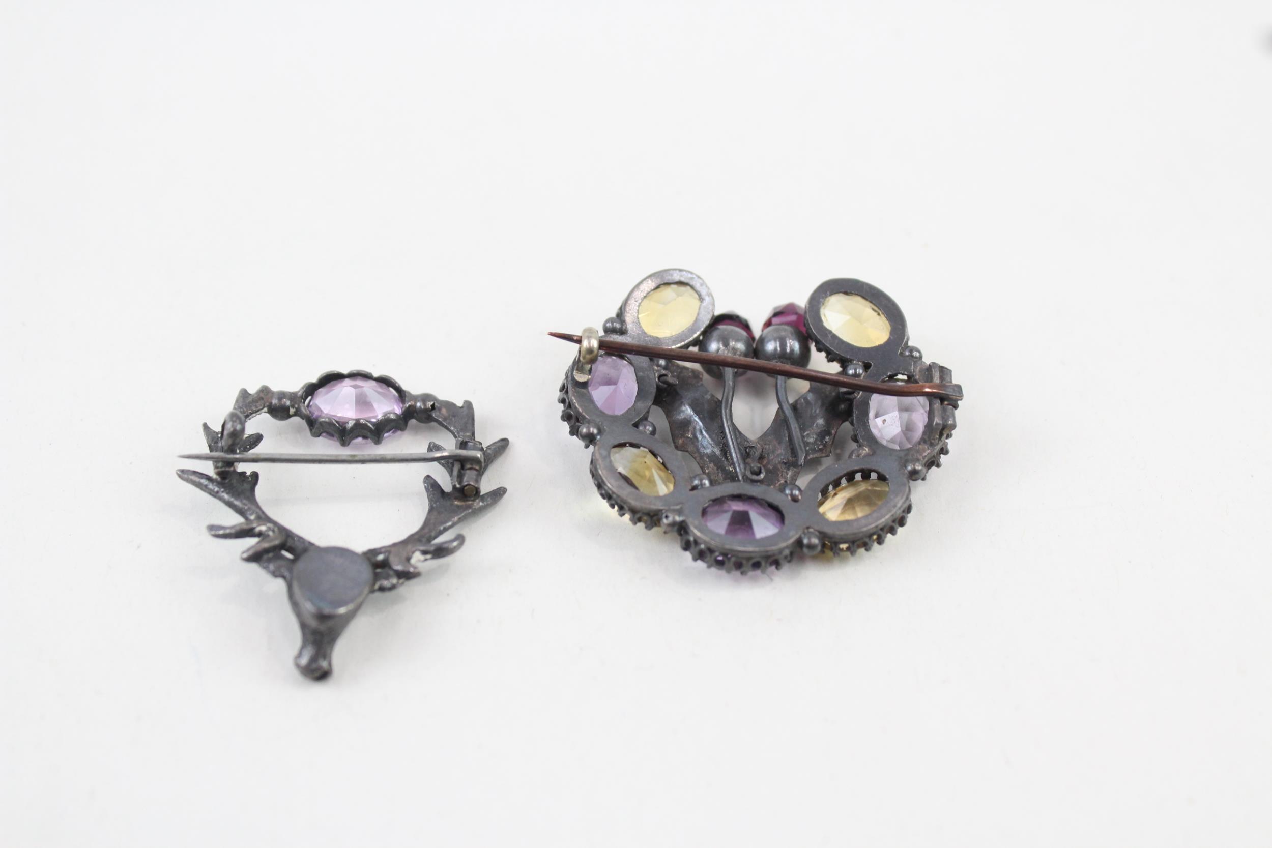Two silver Scottish brooches with Amethyst & Citrine (17g) - Image 7 of 8
