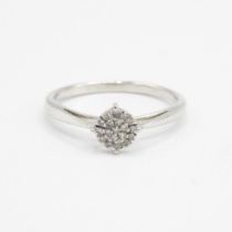 9ct white gold diamond cluster ring Size T