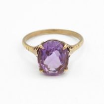 9ct gold oval amethyst single stone ring Size S