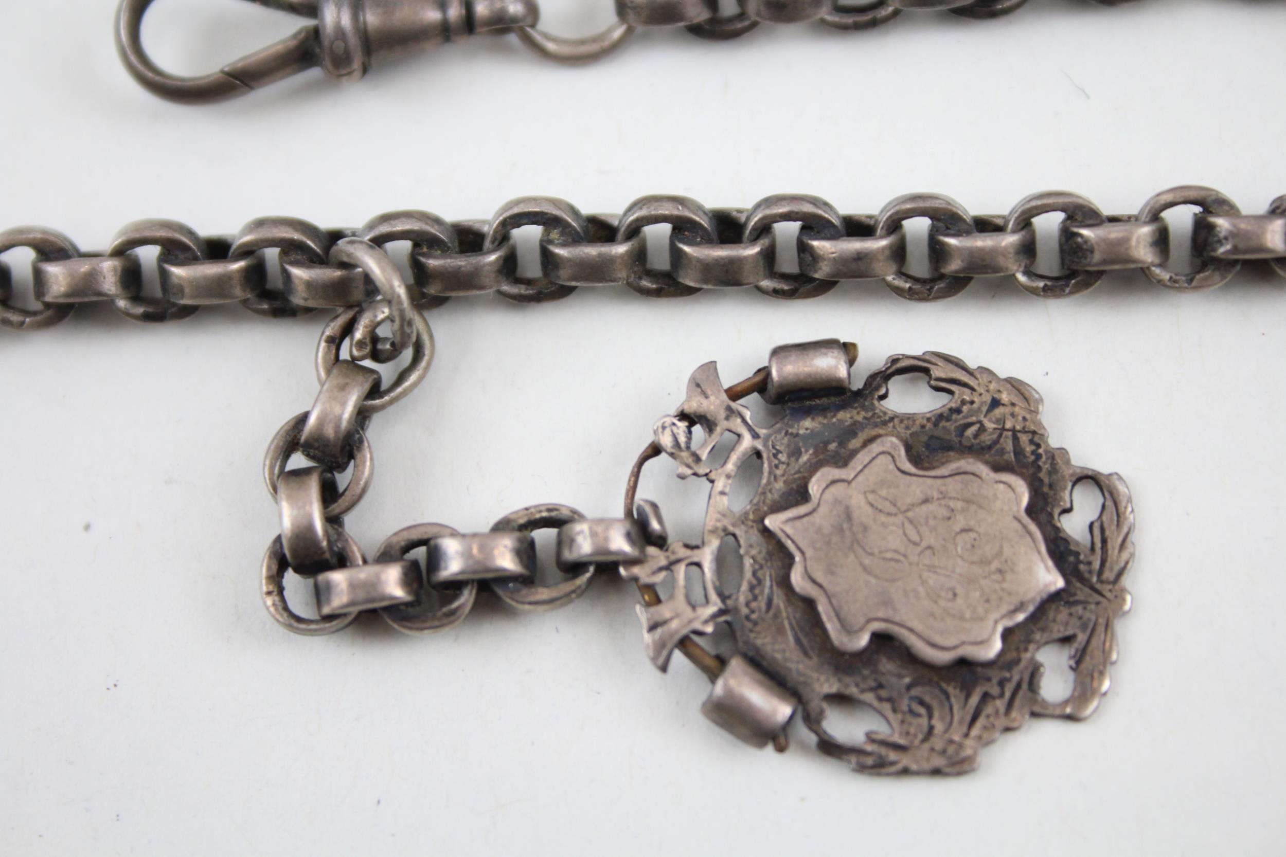 Silver antique watch chain with fob (40g) - Image 4 of 7