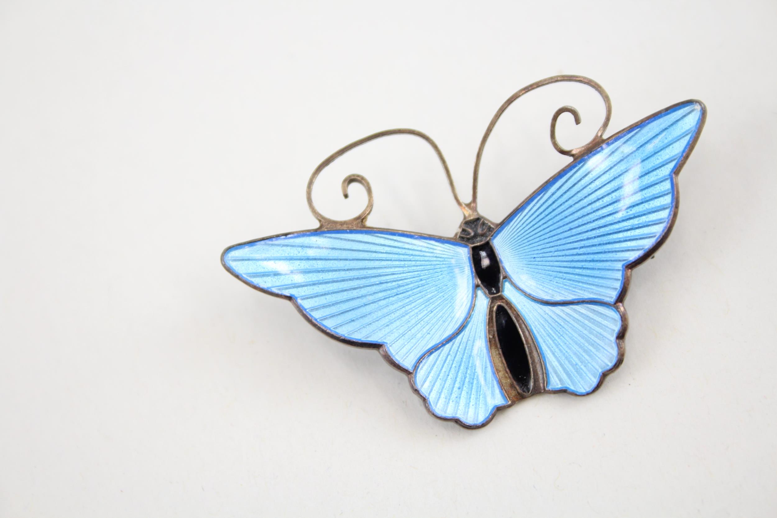 Silver enamel butterfly brooch by David Anderson (7g) - Image 2 of 5