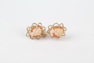 9ct gold shell cameo stud earrings