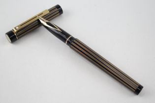 Vintage SHEAFFER Targa Black Stripe Fountain Pen w/ 14ct Gold Nib WRITING - Dip Tested & WRITING