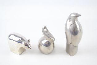 3 x DANSK Japan Silver Plated Novelty Animal Paperweights / Ornaments Inc Rabbit - Inc Rabbit, Polar