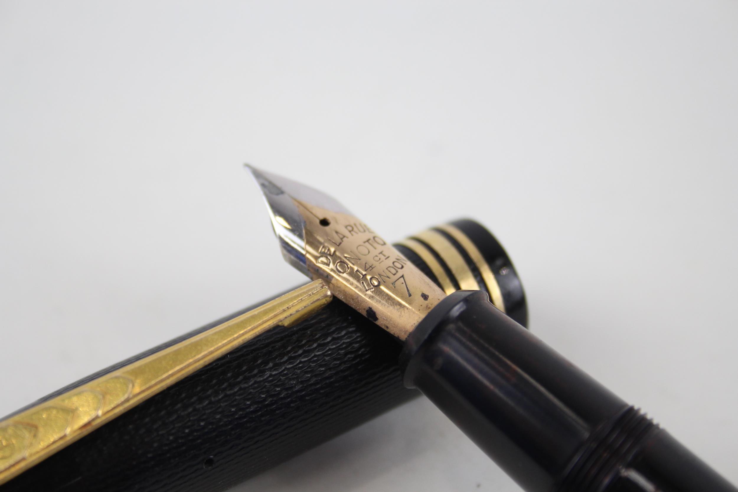 Vintage DE LA RUE Onoto Magna Black Fountain Pen w/ 14ct Gold Nib WRITING - Dip Tested & WRITING - Image 2 of 4