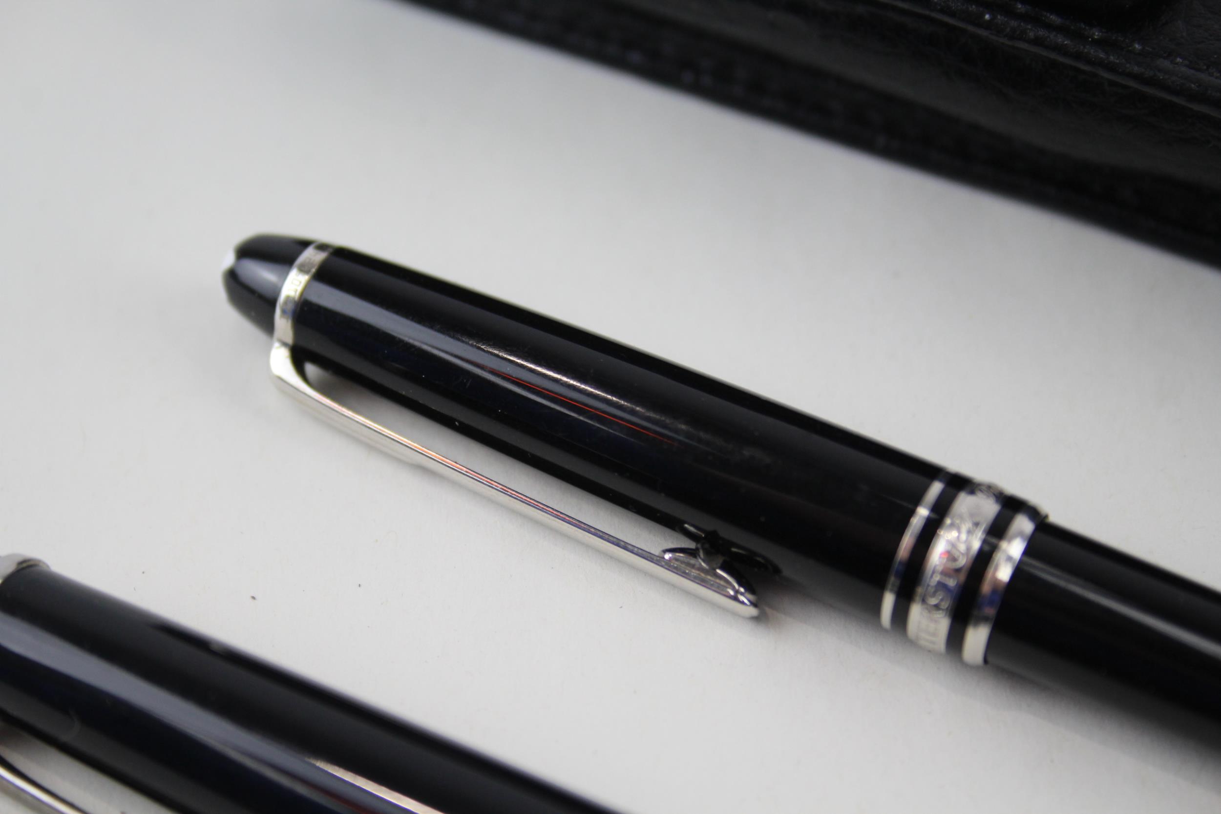 Montblanc Meisterstuck Fountain Pen w/ 14ct White Gold Nib, Rollerball, Pouch - w/ 14ct White Gold - Image 3 of 6