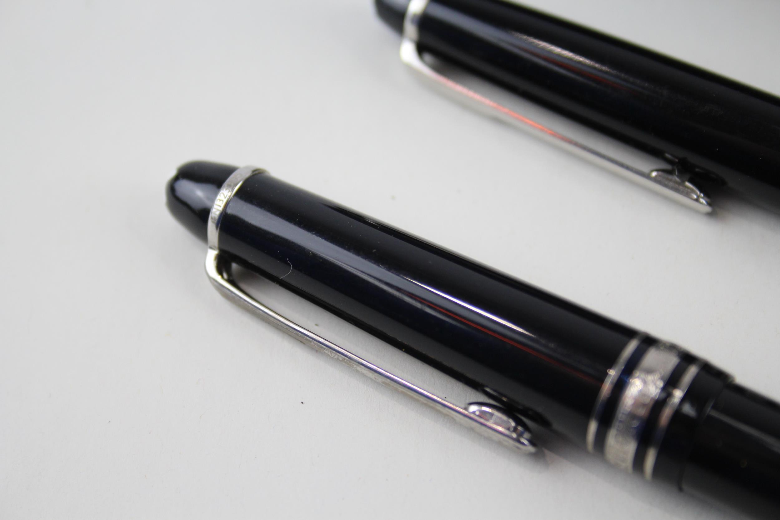 Montblanc Meisterstuck Fountain Pen w/ 14ct White Gold Nib, Rollerball, Pouch - w/ 14ct White Gold - Image 4 of 6