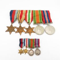 2x WWII mounted medal group. Full size and miniature including Italy, Africa, France and Germany -