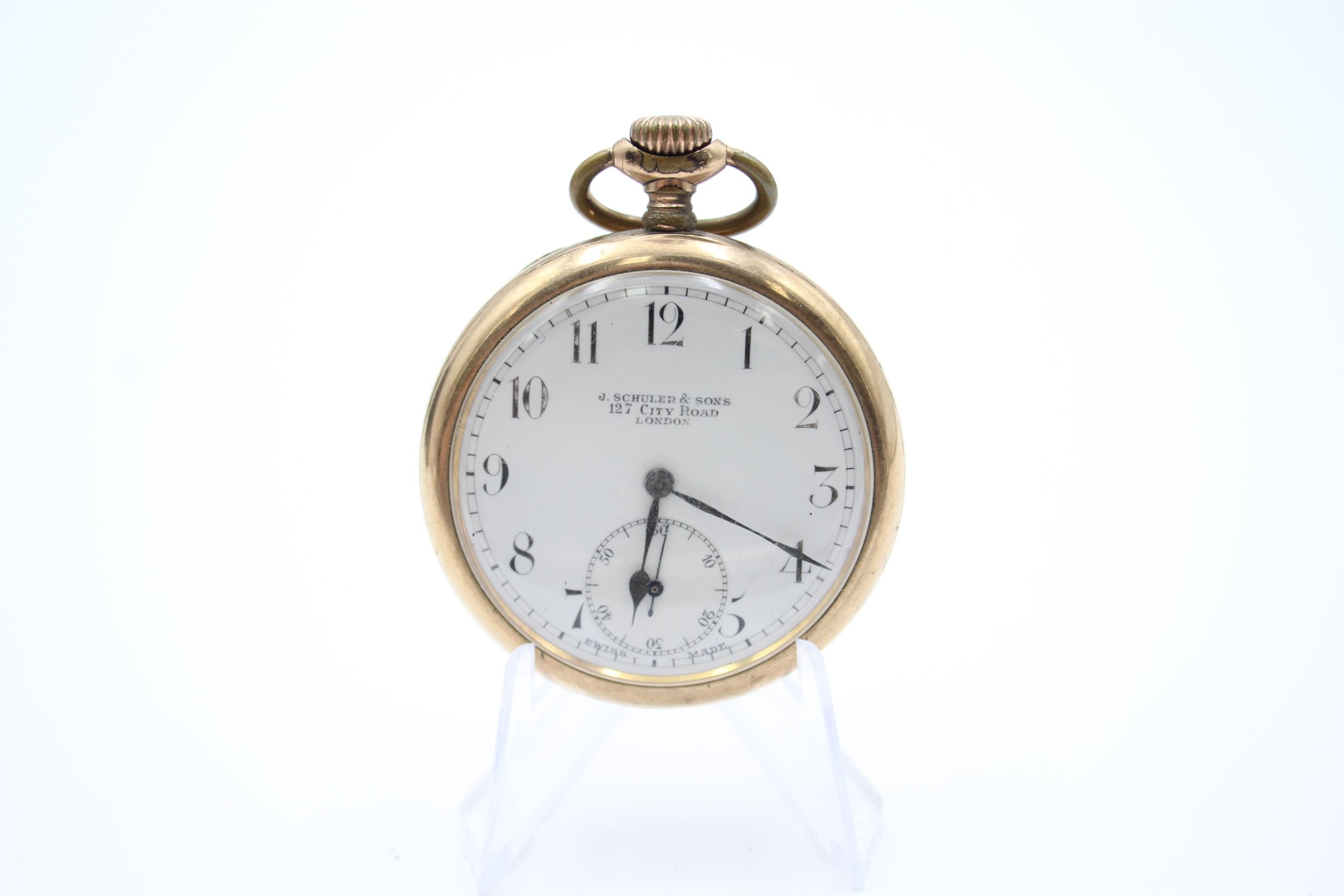 Gents Rolled Gold Open Face Pocket Watch Hand-wind WORKING - Gents Rolled Gold Open Face Pocket