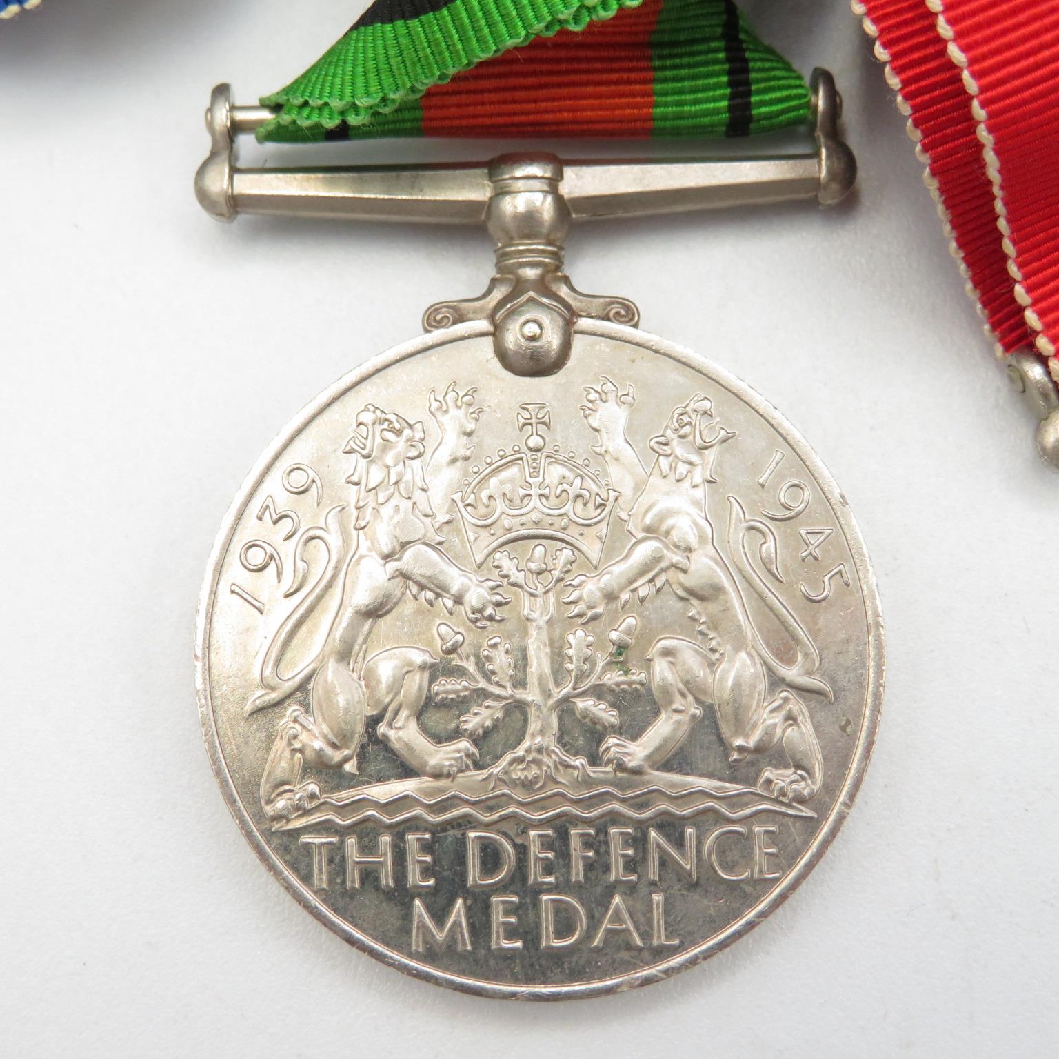 WWII mounted medal group inc. full size and miniature + Regimental tie and Royal Engineers Cap Badge - Image 5 of 14