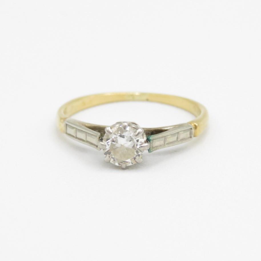 18ct gold round brilliant cut diamond single stone ring Size H 1/2 1.5 g