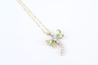 9ct gold peridot & topaz dragonfly pendant necklace