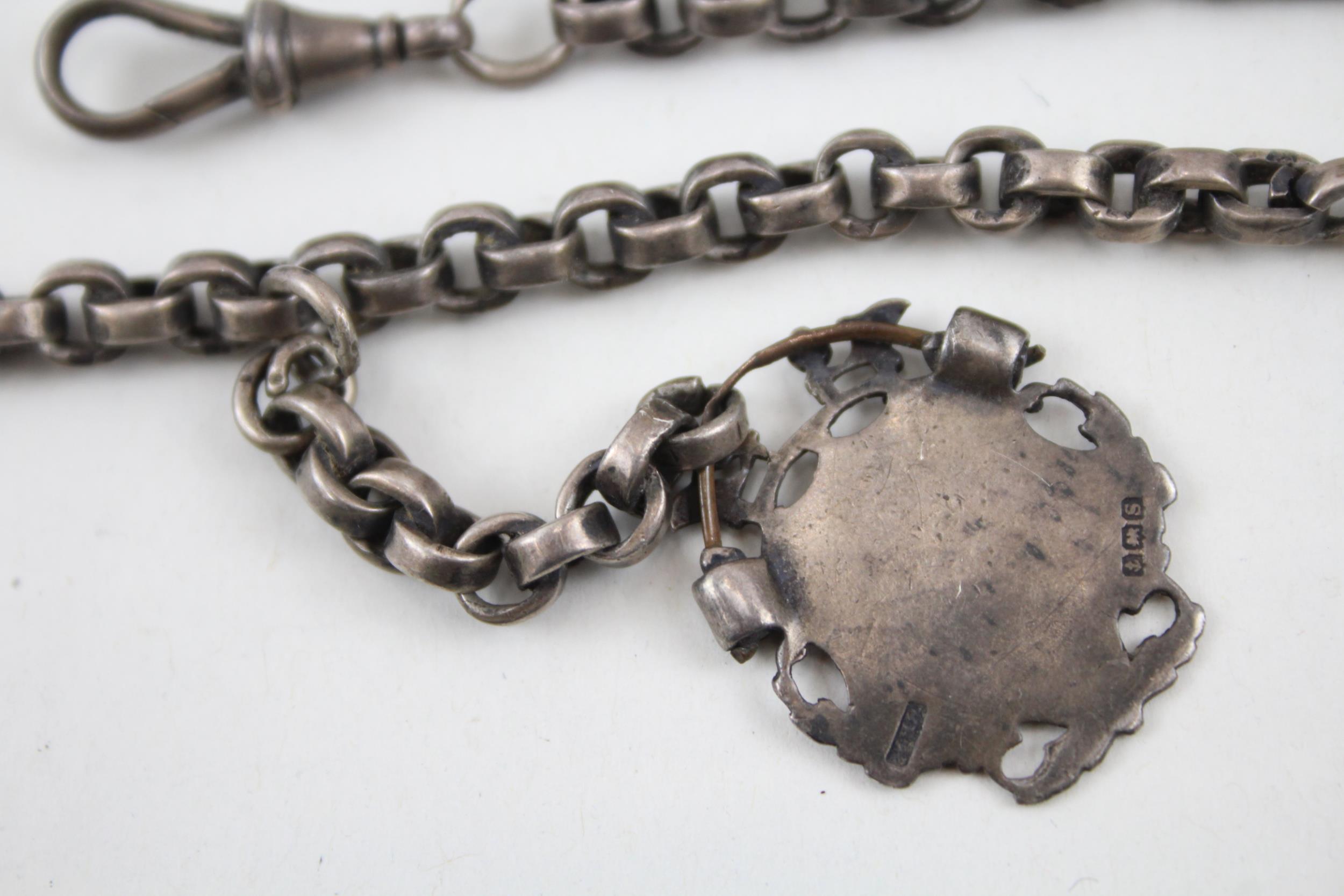 Silver antique watch chain with fob (40g) - Image 7 of 7