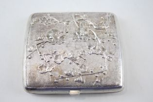 Antique WANG HING Stamped .900 Chinese Silver Dragon Detailed Cigarette Case 94g - Dimensions - 8.