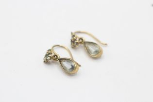 9ct gold pear shaped paste dangle earrings