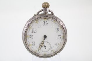 Sterling Silver Vintage Military Style Pocket Watch Hand-wind WORKING - Sterling Silver Vintage