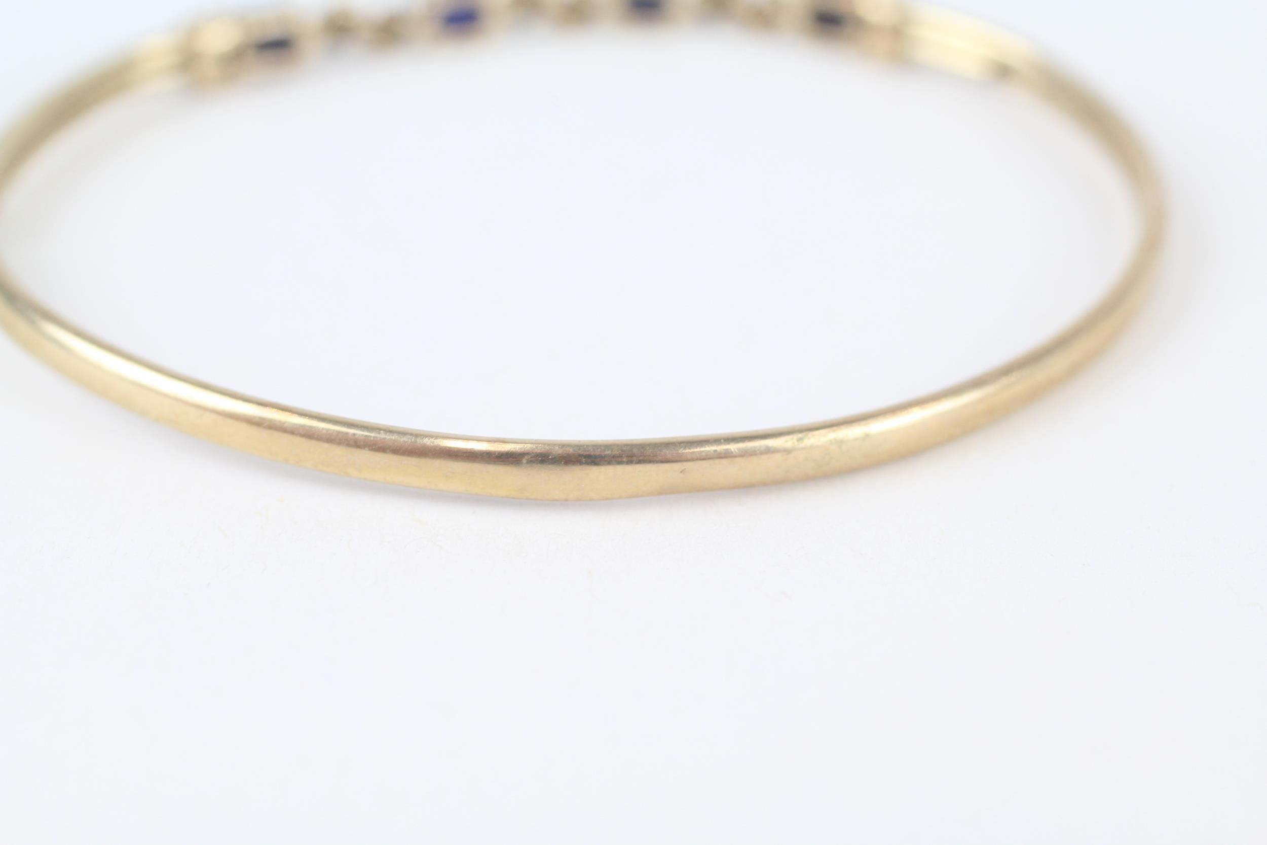 9ct gold sapphire and diamond set bangle - Image 4 of 5
