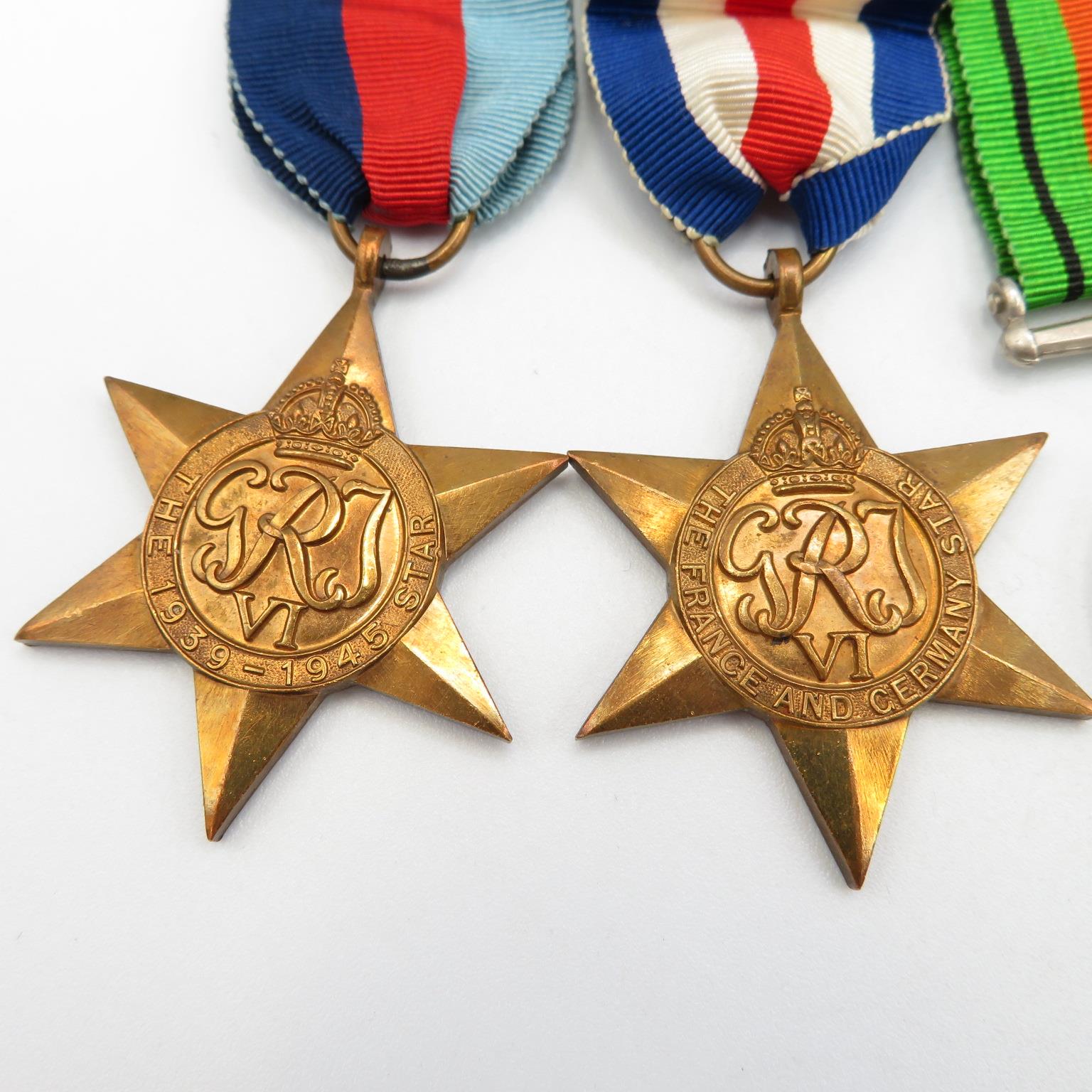 WWII mounted medal group inc. full size and miniature + Regimental tie and Royal Engineers Cap Badge - Image 3 of 14