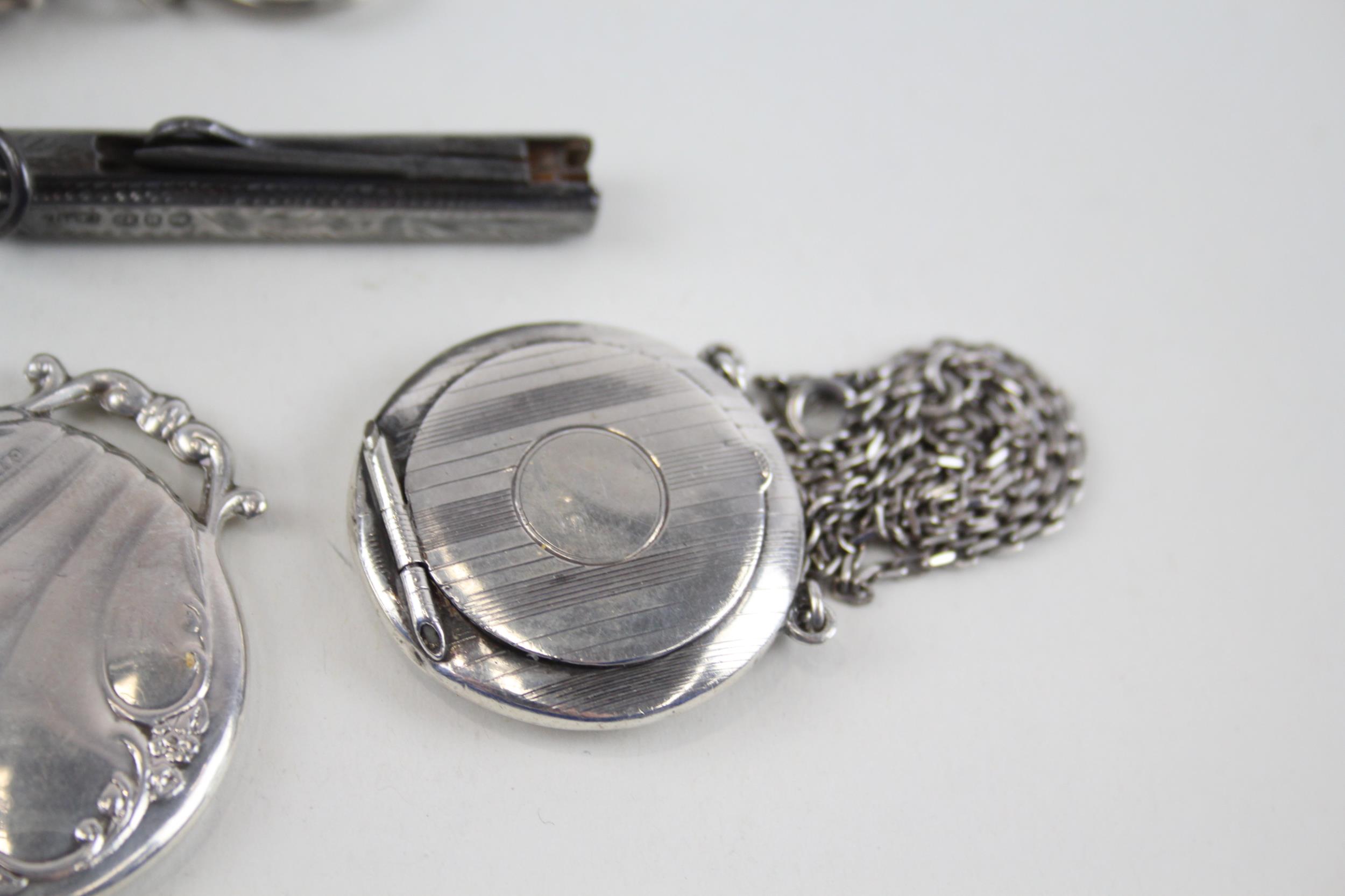 7 x Antique / Vintage Hallmarked .925 STERLING SILVER Vanity (147g) - Inc Guilloche Enamel, Whistle, - Image 5 of 7
