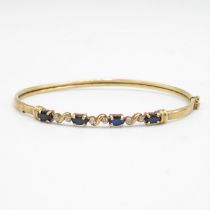 9ct gold sapphire and diamond set bangle