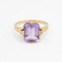 9ct gold vintage amethyst set solitaire cocktail ring Size O