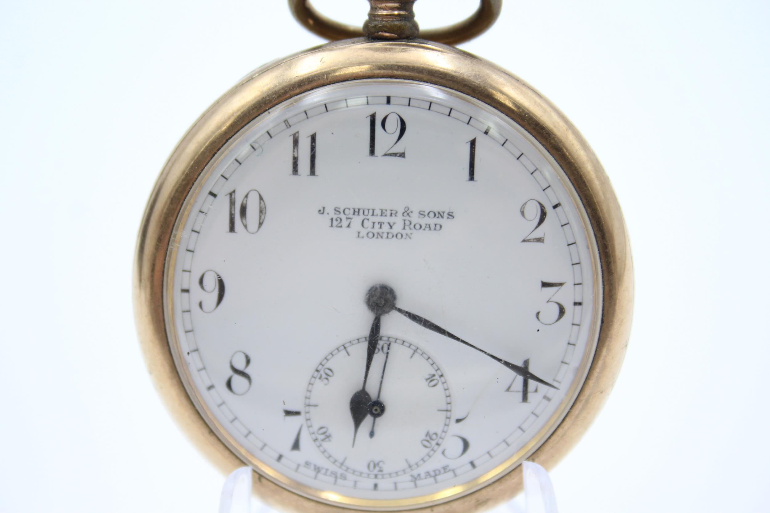 Gents Rolled Gold Open Face Pocket Watch Hand-wind WORKING - Gents Rolled Gold Open Face Pocket - Image 2 of 6