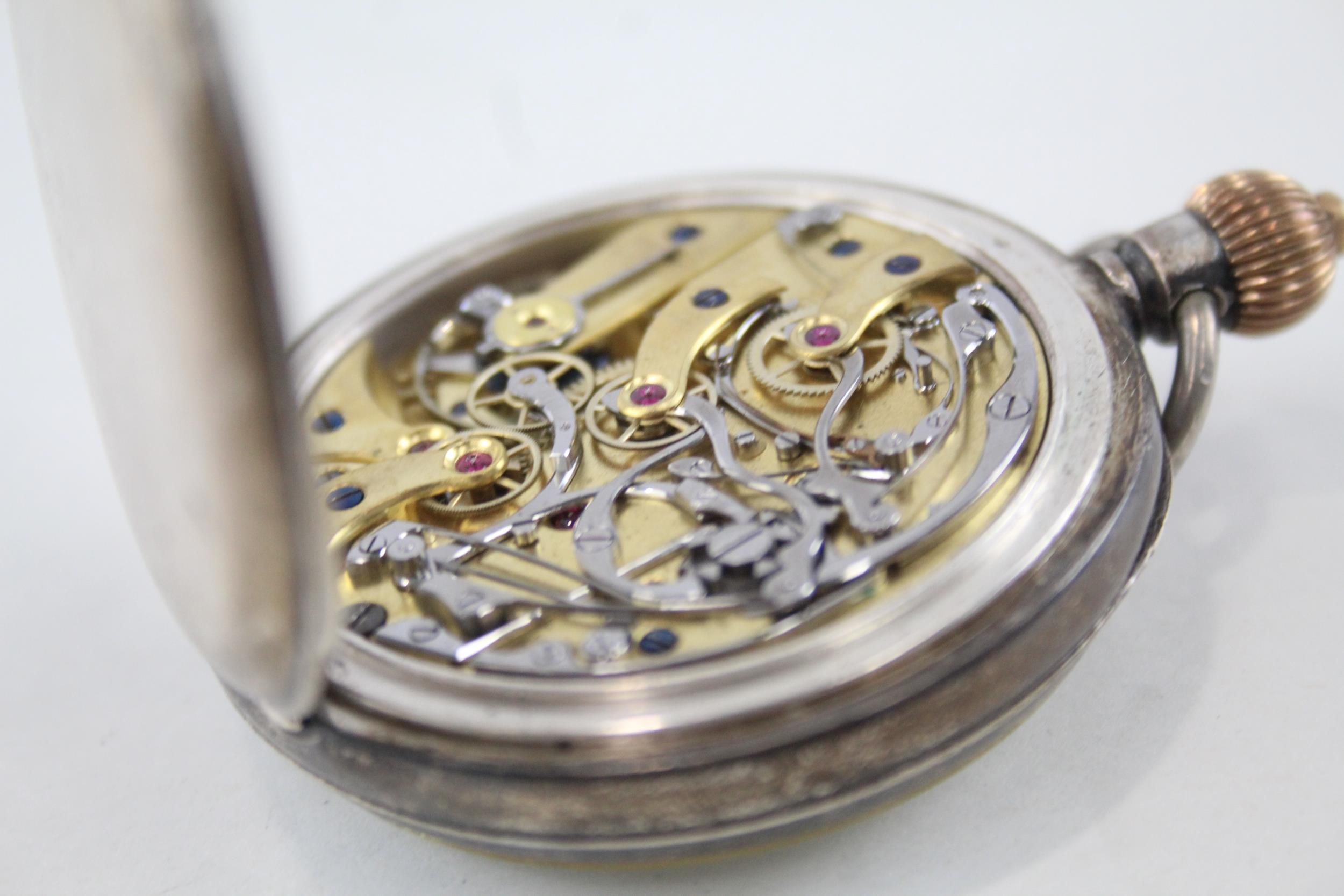 Sterling Silver Vintage Up Down Chronograph Stop Watch Hand-wind WORKING - Sterling Silver Vintage - Image 4 of 6