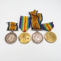 2x WWI medal pairs names 307468 Pte. H Ward Hampshire R 24190 Pte. HH Hawkins Royal Berks -