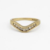 9ct gold vintage diamond curved half eternity ring, channel set Size Q