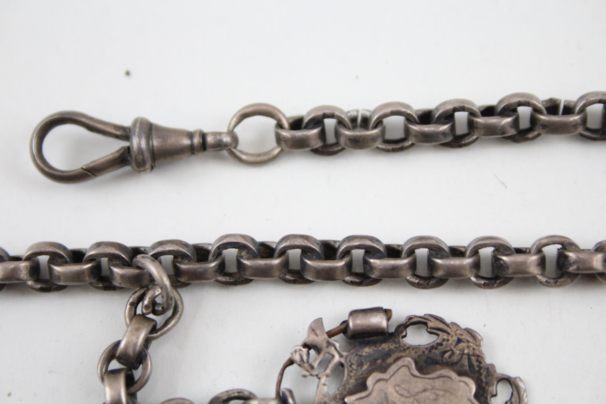 Silver antique watch chain with fob (40g) - Image 3 of 7