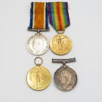 2x WWI medal pairs named 28500 Pte A E Webb R W Kent GS 4391 Pte T. F. Walker RW Kent -