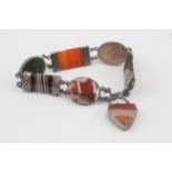 Silver antique gemstone panel bracelet including Agate (20g)