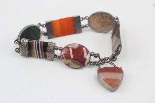 Silver antique gemstone panel bracelet including Agate (20g)