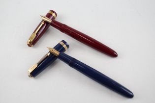 2 x Vintage PARKER Duofold Fountain Pens w/ 14ct Gold Nibs WRITING Inc Red Etc - Dip Tested &
