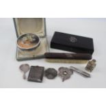 9 x Antique / Vintage Stamped .925 Sterling Silver Ladies Vanity (569g) - Inc Hand-Painted, Ebony,