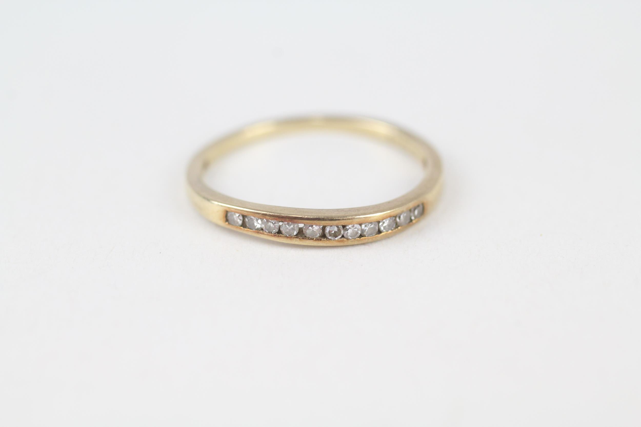 9ct gold channel set diamond half eternity ring Size L 1.1 g - Image 2 of 5