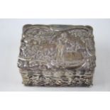 Antique Victorian 1899 London Sterling Silver Figural Snuff / Trinket Box (56g) - Maker -