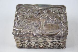 Antique Victorian 1899 London Sterling Silver Figural Snuff / Trinket Box (56g) - Maker -
