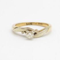 14ct gold round brilliant cut diamond single stone ring Size K 2.4 g