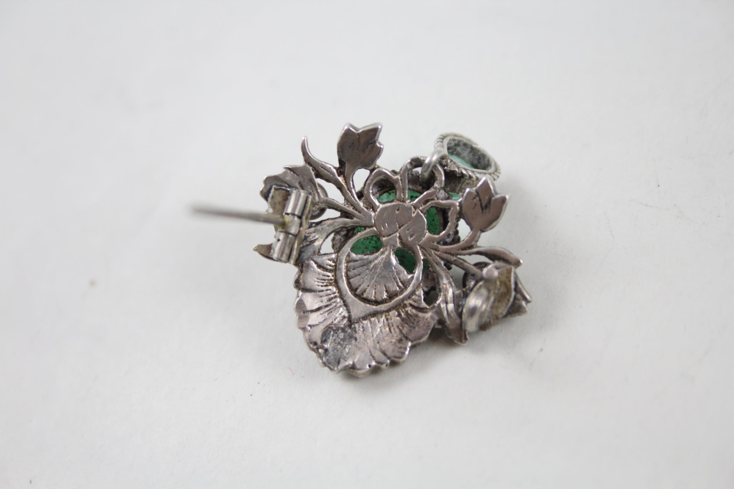 Silver Austro-Hungarian brooch set with gemstone and seed pearl (6g) - Image 9 of 9