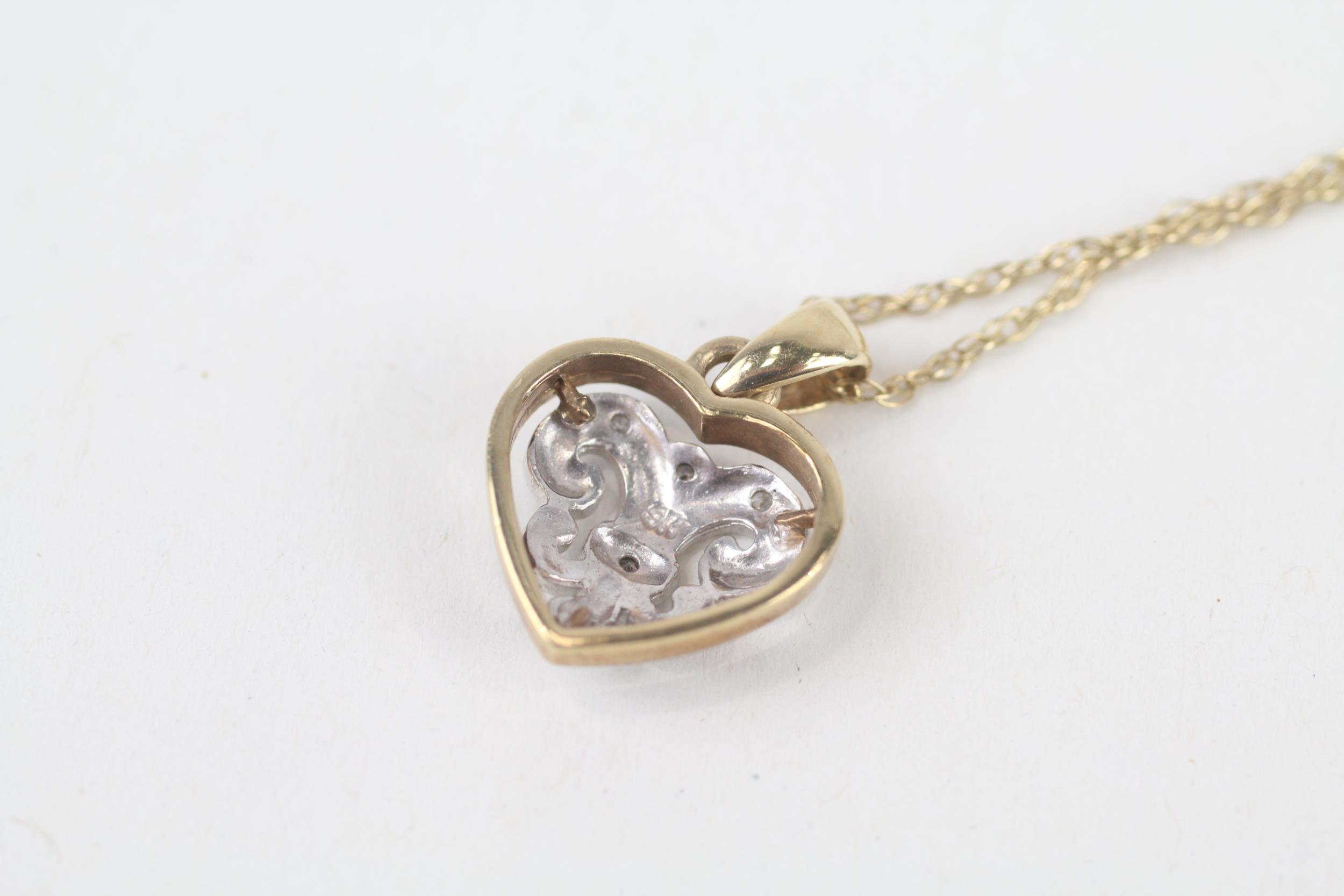 9ct gold diamond heart pendant necklace - Bild 4 aus 4