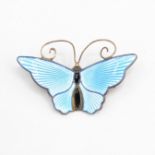 Silver enamel butterfly brooch by David Anderson (7g)
