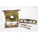 Vintage Novelty Brass Fire-Side 5 Piece Doll's House Miniature Play Set - Approx Height