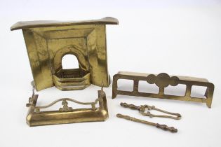 Vintage Novelty Brass Fire-Side 5 Piece Doll's House Miniature Play Set - Approx Height