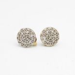 9ct gold diamond cluster stud earrings with scroll backs 1.4 g