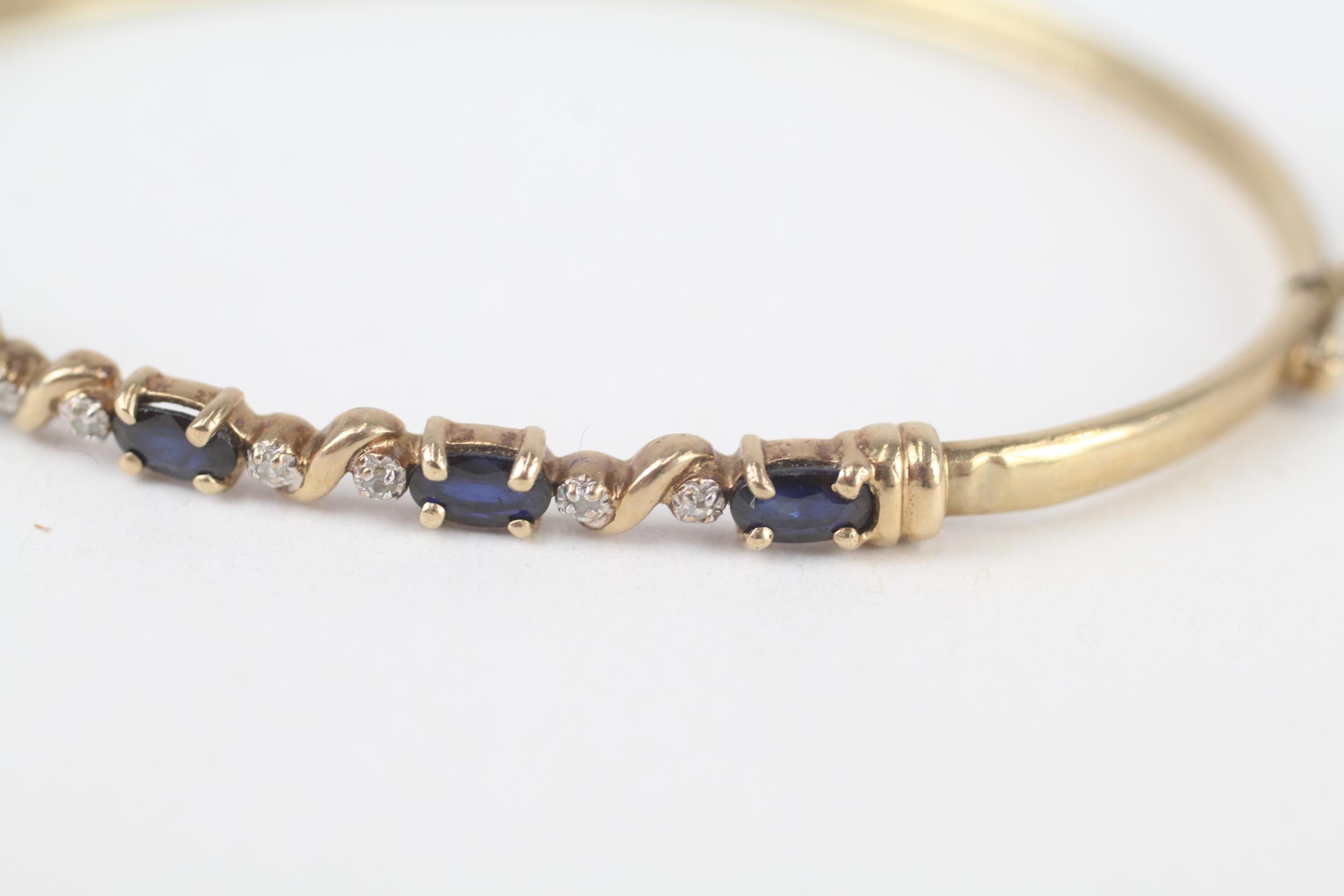 9ct gold sapphire and diamond set bangle - Image 3 of 5