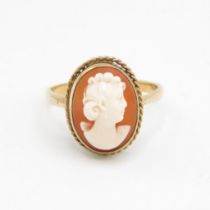 9ct gold shell cameo dress ring Size O